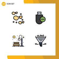 Modern Set of 4 Filledline Flat Colors Pictograph of chips city computers remove recreation Editable Vector Design Elements