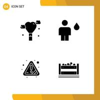 User Interface Solid Glyph Pack of modern Signs and Symbols of balloon warning avatar fire error Editable Vector Design Elements