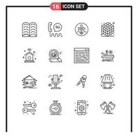 16 Universal Outlines Set for Web and Mobile Applications intelligent home layer board gadget travel Editable Vector Design Elements