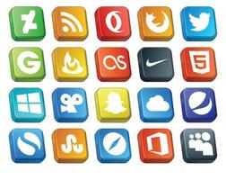 20 Social Media Icon Pack Including simple icloud feedburner snapchat windows vector