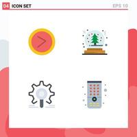 Modern Set of 4 Flat Icons and symbols such as arrow gear user snowball research Editable Vector Design Elements