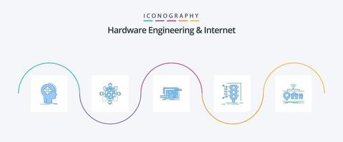 Hardware Engineering And Internet Blue 5 Icon Pack Including monitoring. city. operation. engineering. circuit vector