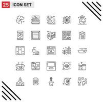 Mobile Interface Line Set of 25 Pictograms of lab spa apartment massage chinese Editable Vector Design Elements