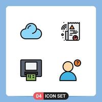 Group of 4 Filledline Flat Colors Signs and Symbols for cloud anonymous digital atm 78 Editable Vector Design Elements