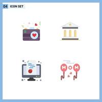 Modern Set of 4 Flat Icons and symbols such as camera computer romance campus pie Editable Vector Design Elements