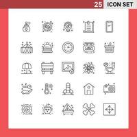 Pack of 25 creative Lines of smart phone paper view document money Editable Vector Design Elements