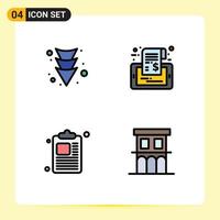 Set of 4 Modern UI Icons Symbols Signs for arrow clipboard label sale architecture Editable Vector Design Elements