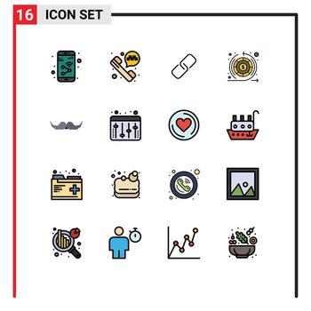 User Interface Pack of 16 Basic Flat Color Filled Lines of hipster warranty clip return earnings Editable Creative Vector Design Elements