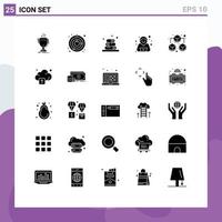 Set of 25 Modern UI Icons Symbols Signs for sharing big universe security confirm Editable Vector Design Elements