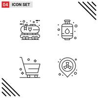 4 User Interface Line Pack of modern Signs and Symbols of eco delete oil gas shopping Editable Vector Design Elements