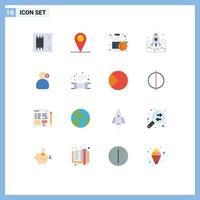 Set of 16 Modern UI Icons Symbols Signs for spaceship startup world business launch Editable Pack of Creative Vector Design Elements