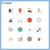 Set of 16 Modern UI Icons Symbols Signs for spaceship startup world business launch Editable Pack of Creative Vector Design Elements