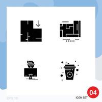 Pack of 4 creative Solid Glyphs of apartment gammer gps navigation break Editable Vector Design Elements