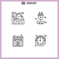Modern Set of 4 Filledline Flat Colors and symbols such as mosque design moon tree web Editable Vector Design Elements