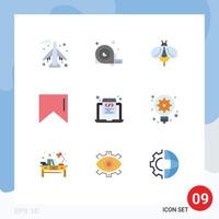 Set of 9 Modern UI Icons Symbols Signs for programming html bee coding banner Editable Vector Design Elements