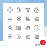 User Interface Pack of 16 Basic Outlines of turbine deny hardware call tools Editable Vector Design Elements