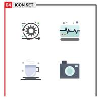 4 Thematic Vector Flat Icons and Editable Symbols of agile cup sprint monitor camera Editable Vector Design Elements