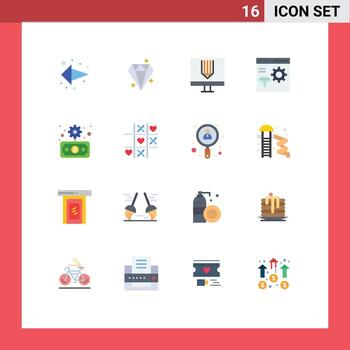 dieciséis universal plano color señales símbolos de desarrollo codificación codificación navegador programación editable paquete de creativo vector diseño elementos