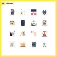 Pack of 16 creative Flat Colors of phone calendar sitemap appointment locked Editable Pack of Creative Vector Design Elements