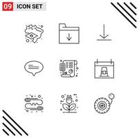 Pictogram Set of 9 Simple Outlines of day planning twitter financial plan Editable Vector Design Elements