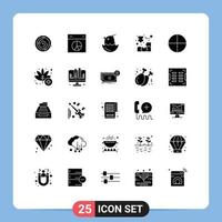 Modern Set of 25 Solid Glyphs Pictograph of piece customer ui cube happy Editable Vector Design Elements