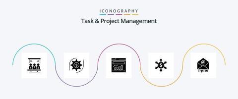 Task And Project Management Glyph 5 Icon Pack Including money . dollar . web. graph vector