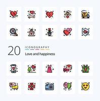 20 Love Line Filled Color icon Pack like love chat love blouse frock gift love vector