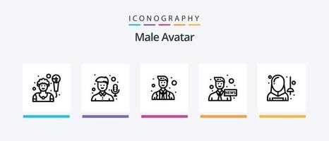 masculino avatar línea 5 5 icono paquete incluso hombre. avatar. escuela. cartero. hombre. creativo íconos diseño vector