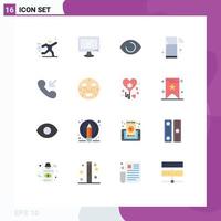 16 User Interface Flat Color Pack of modern Signs and Symbols of wifi refrigerator pc iot vision Editable Pack of Creative Vector Design Elements