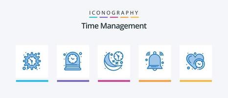 Time Management Blue 5 Icon Pack Including clock. notification. clock. bell. time. Creative Icons Design vector