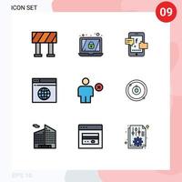 User Interface Pack of 9 Basic Filledline Flat Colors of minus delete digital body web Editable Vector Design Elements