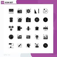 Group of 25 Modern Solid Glyphs Set for income business autumn sorting ascending Editable Vector Design Elements