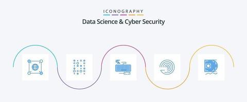 Data Science And Cyber Security Blue 5 Icon Pack Including scince. scince. key. forecasting model. forecasting vector