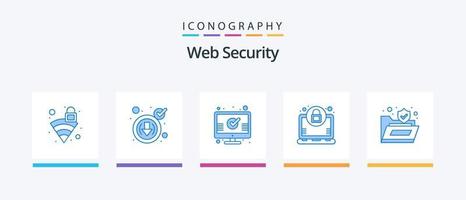 Web Security Blue 5 Icon Pack Including protect. folder. check. lock. encryption. Creative Icons Design vector