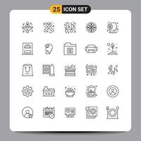 25 Universal Lines Set for Web and Mobile Applications broker navigator accessories navigation compass Editable Vector Design Elements