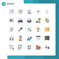 Pictogram Set of 25 Simple Flat Colors of banking setting application work performance Editable Vector Design Elements