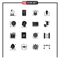 16 User Interface Solid Glyph Pack of modern Signs and Symbols of online tracking safe upload arrows Editable Vector Design Elements