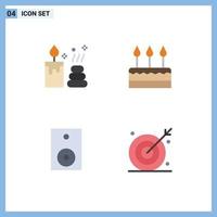 Pack of 4 creative Flat Icons of spa electronics cake holiday speaker Editable Vector Design Elements