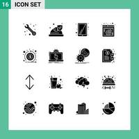 conjunto de dieciséis moderno ui íconos símbolos señales para regreso fluir tableta efectivo web ajuste editable vector diseño elementos