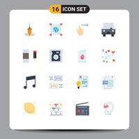 Pictogram Set of 16 Simple Flat Colors of transportation taxi scince filled slide Editable Pack of Creative Vector Design Elements