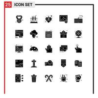 User Interface Pack of 25 Basic Solid Glyphs of keys hardware candle photo favorite Editable Vector Design Elements