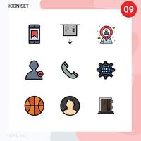 9 Thematic Vector Filledline Flat Colors and Editable Symbols of telephone contact human call man Editable Vector Design Elements