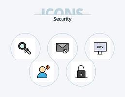 Security Line Filled Icon Pack 5 Icon Design. security. camera. secure. reader. password vector