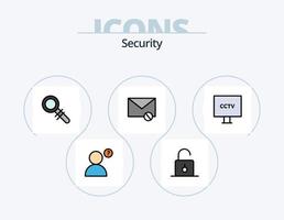 Security Line Filled Icon Pack 5 Icon Design. security. camera. secure. reader. password vector