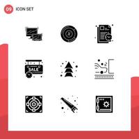 Modern Set of 9 Solid Glyphs Pictograph of arrow sale share time time Editable Vector Design Elements