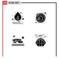 Set of Vector Solid Glyphs on Grid for leaf prayer like islam alpine Editable Vector Design Elements