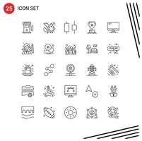 Editable Vector Line Pack of 25 Simple Lines of device computer center marketing cup Editable Vector Design Elements