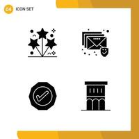 Pictogram Set of 4 Simple Solid Glyphs of firework success spark security architecture Editable Vector Design Elements