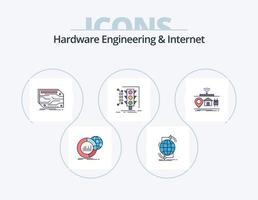 Hardware Engineering And Internet Line Filled Icon Pack 5 Icon Design. machine. automation. operation. system. design vector