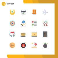 Mobile Interface Flat Color Set of 16 Pictograms of movie film slide aperture transport Editable Pack of Creative Vector Design Elements